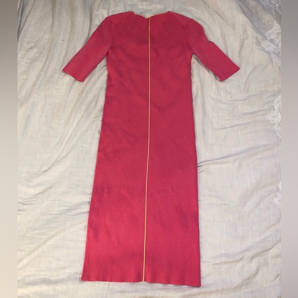 Helmut Lang Neon Link Ribbed Dress in Barbie Pink (4) - Picture 4 of 6